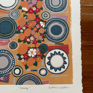 Hand Block Printed Tabletop Reduction Print - Vertical - No. 10