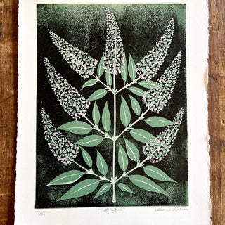 Hand Block Printed "Butterfly Bush" Reduction Print - No. 7