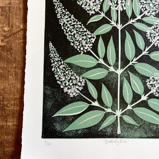 Hand Block Printed "Butterfly Bush" Reduction Print - No. 7