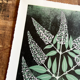 Hand Block Printed "Butterfly Bush" Reduction Print - No. 7