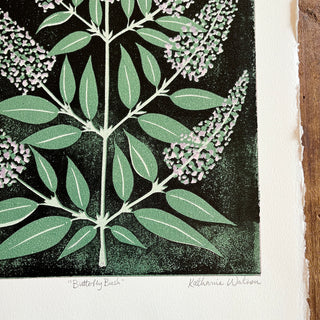 Hand Block Printed "Butterfly Bush" Reduction Print - No. 7