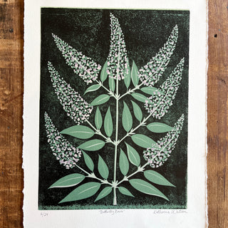 Hand Block Printed "Butterfly Bush" Reduction Print - No. 6
