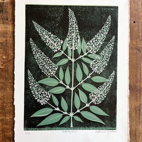 Hand Block Printed "Butterfly Bush" Reduction Print - No. 6