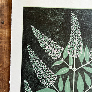 Hand Block Printed "Butterfly Bush" Reduction Print - No. 6