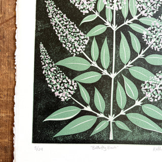 Hand Block Printed "Butterfly Bush" Reduction Print - No. 5
