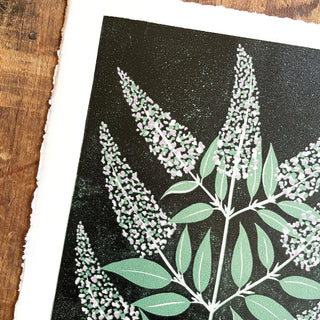 Hand Block Printed "Butterfly Bush" Reduction Print - No. 5
