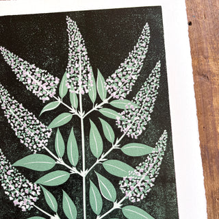 Hand Block Printed "Butterfly Bush" Reduction Print - No. 5