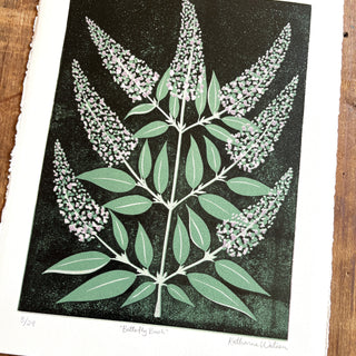 Hand Block Printed "Butterfly Bush" Reduction Print - No. 5