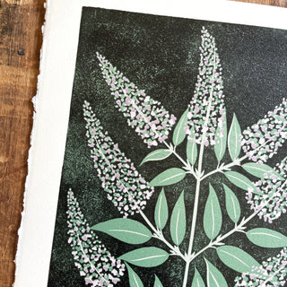 Hand Block Printed "Butterfly Bush" Reduction Print - No. 4
