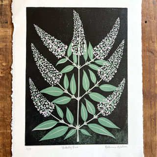 Hand Block Printed "Butterfly Bush" Reduction Print - No. 2