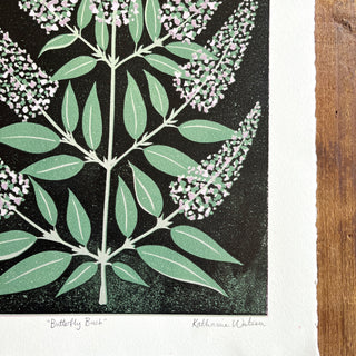 Hand Block Printed "Butterfly Bush" Reduction Print - No. 2
