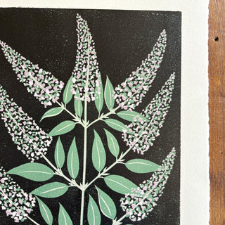 Hand Block Printed "Butterfly Bush" Reduction Print - No. 2