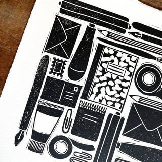 Hand Block Printed Stationery Art Print - No. 641