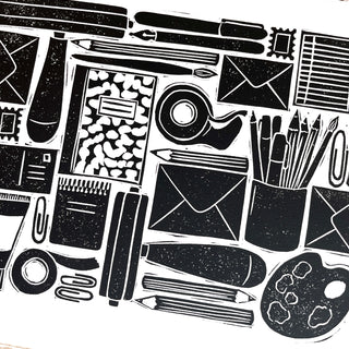 Hand Block Printed Stationery Art Print - No. 641