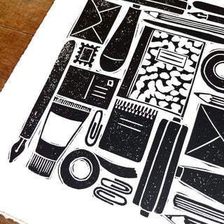 Hand Block Printed Stationery Art Print - No. 641