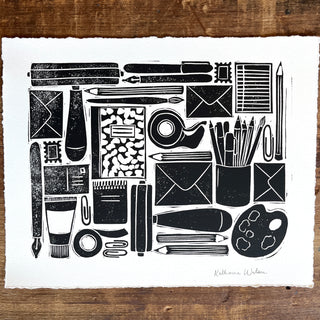 Hand Block Printed Stationery Art Print - No. 642