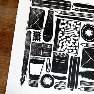 Hand Block Printed Stationery Art Print - No. 642