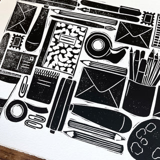 Hand Block Printed Stationery Art Print - No. 642