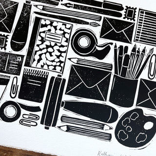 Hand Block Printed Stationery Art Print - No. 642