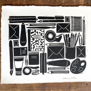 Hand Block Printed Stationery Art Print - No. 643