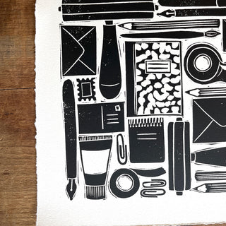 Hand Block Printed Stationery Art Print - No. 643