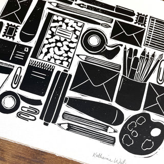 Hand Block Printed Stationery Art Print - No. 643