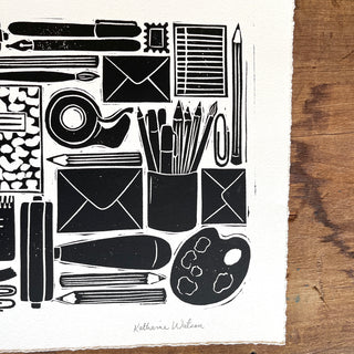 Hand Block Printed Stationery Art Print - No. 643
