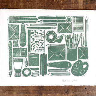 Hand Block Printed Stationery Art Print - No. 645