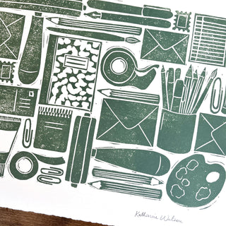 Hand Block Printed Stationery Art Print - No. 645