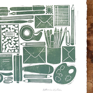 Hand Block Printed Stationery Art Print - No. 645