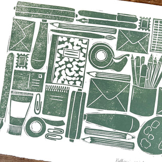 Hand Block Printed Stationery Art Print - No. 645