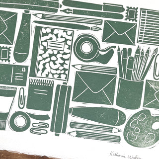 Hand Block Printed Stationery Art Print - No. 646