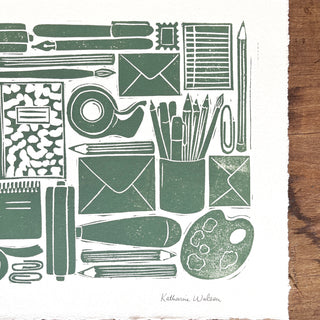Hand Block Printed Stationery Art Print - No. 646