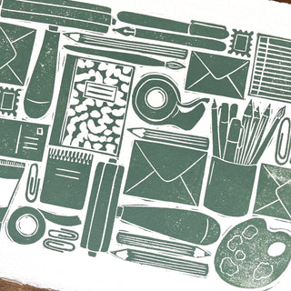 Hand Block Printed Stationery Art Print - No. 646