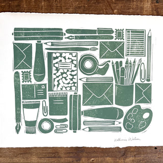 Hand Block Printed Stationery Art Print - No. 647
