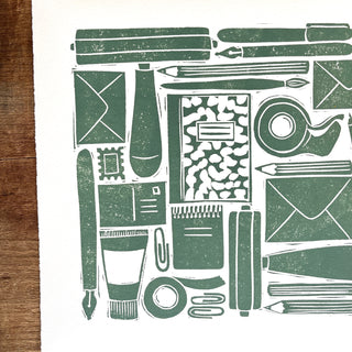 Hand Block Printed Stationery Art Print - No. 647