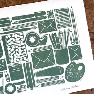 Hand Block Printed Stationery Art Print - No. 647