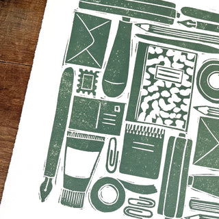 Hand Block Printed Stationery Art Print - No. 647