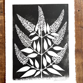 Hand Block Printed Art Print, Butterfly Bush - No. 656