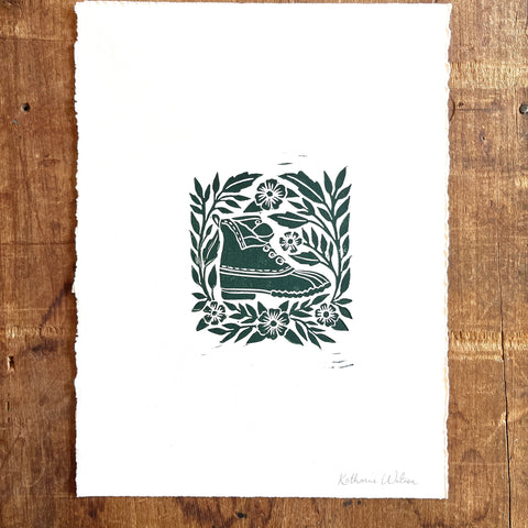 Hand Block Printed Bean Boot Print, No. 657