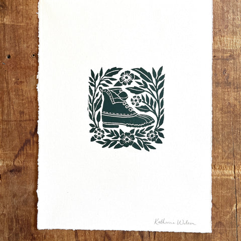 Hand Block Printed Bean Boot Print, No. 658