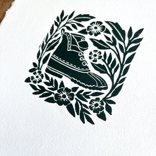 Hand Block Printed Bean Boot Print, No. 658