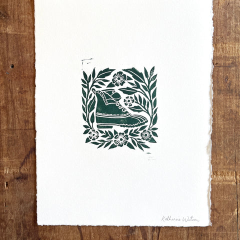 Hand Block Printed Bean Boot Print, No. 659