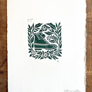 Hand Block Printed Bean Boot Print, No. 659