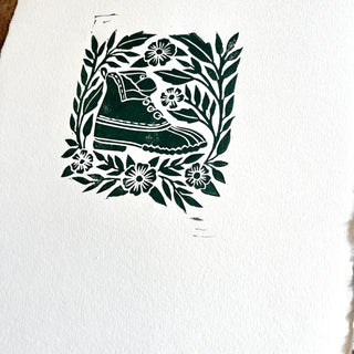 Hand Block Printed Bean Boot Print, No. 659