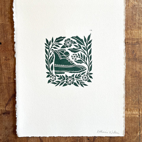 Hand Block Printed Bean Boot Print, No. 660