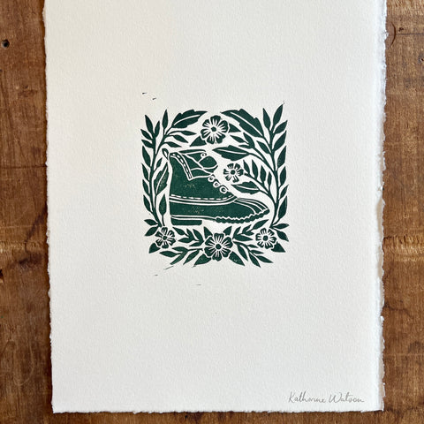 Hand Block Printed Bean Boot Print, No. 662