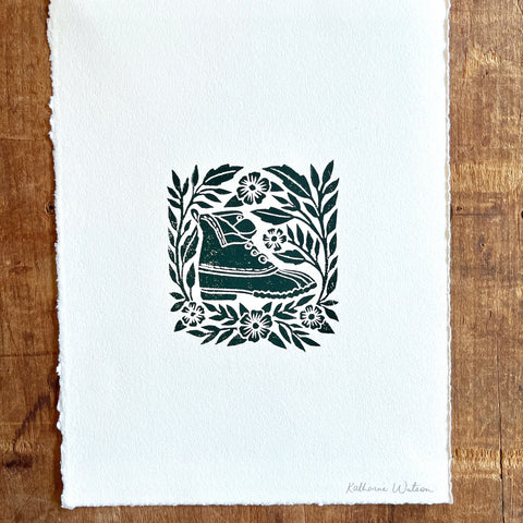 Hand Block Printed Bean Boot Print, No. 663