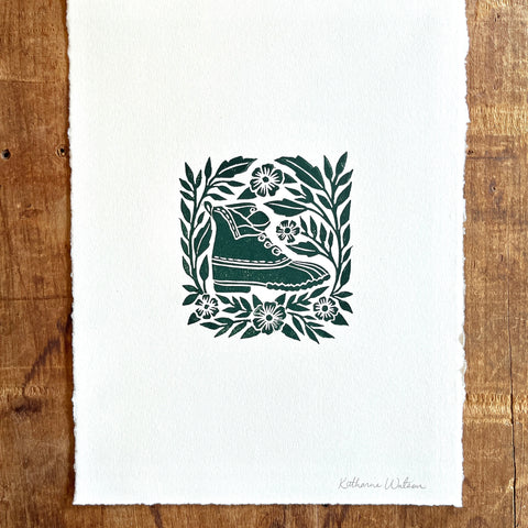 Hand Block Printed Bean Boot Print, No. 664