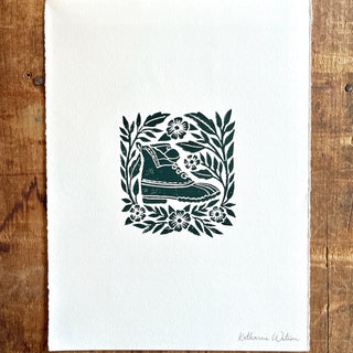 Hand Block Printed Bean Boot Print, No. 665